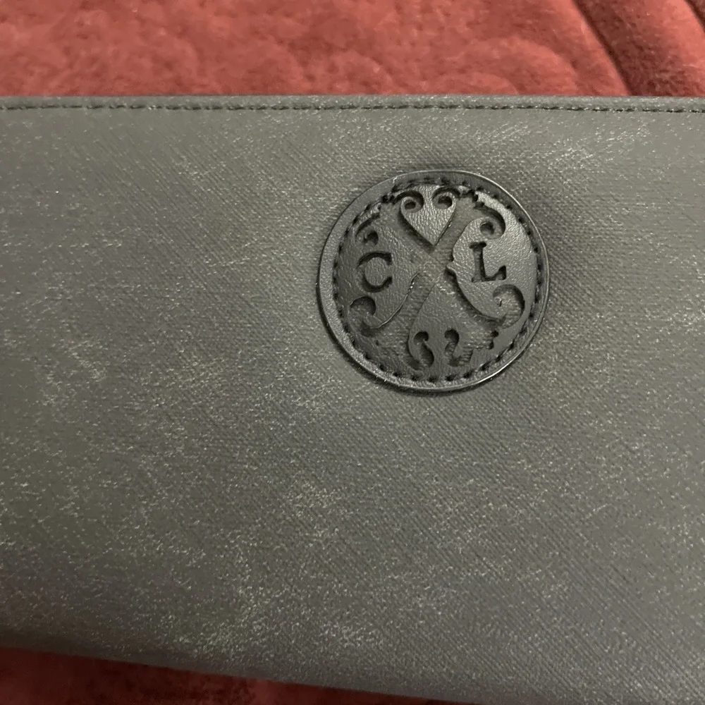 CXL Christian Lacroix Detachable Wristlet Wallet Black Denim Double‎ Zipper NWT
